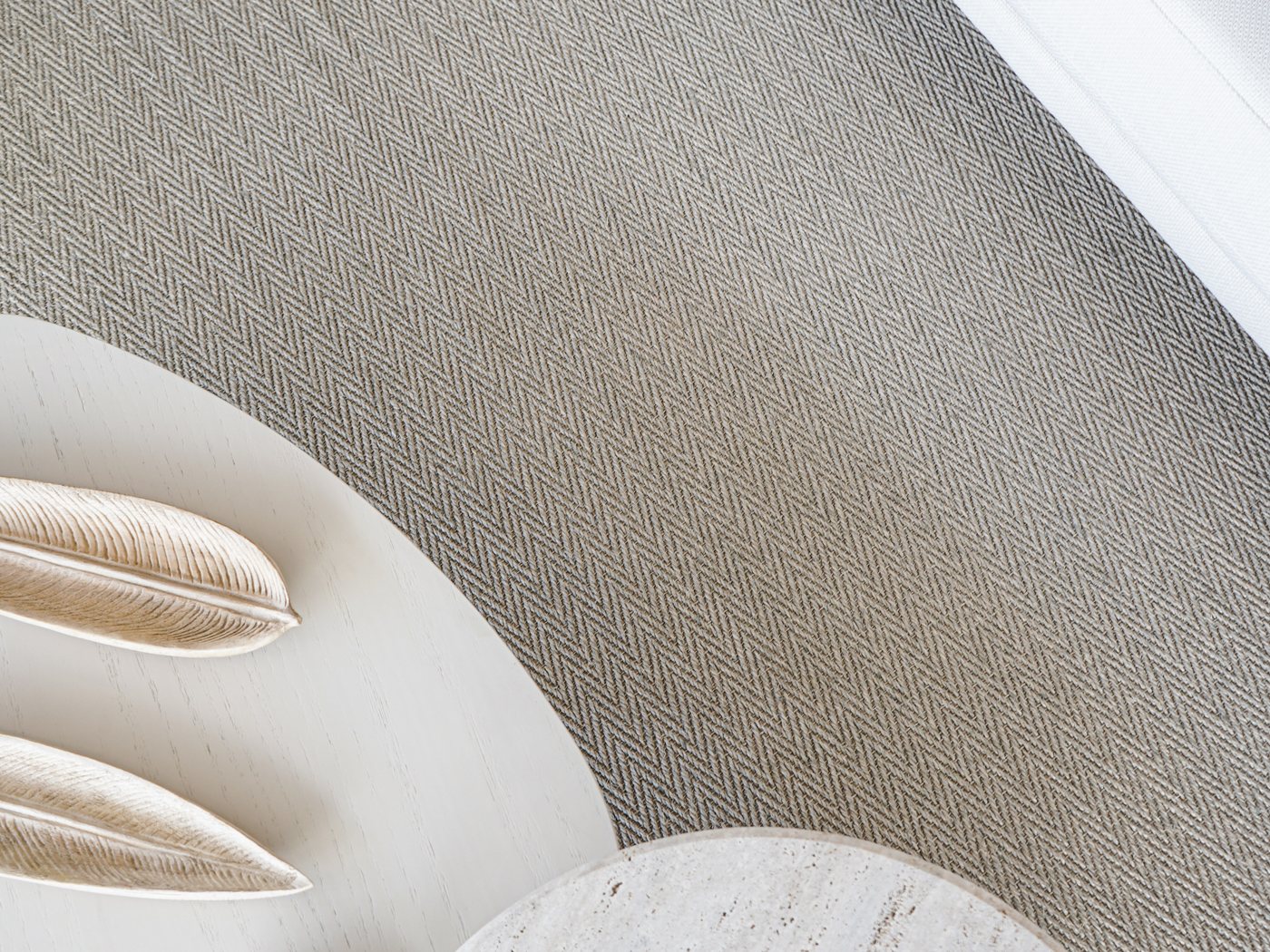 Herringbone rug detail in a living room