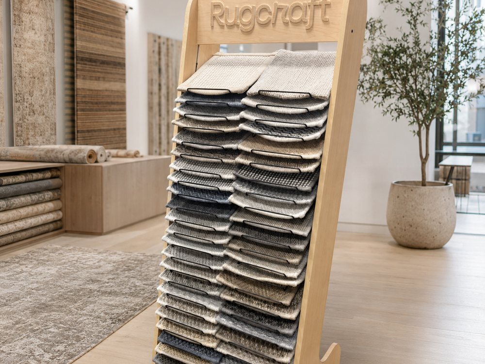 Rugcraft waterfall sample display in a showroom